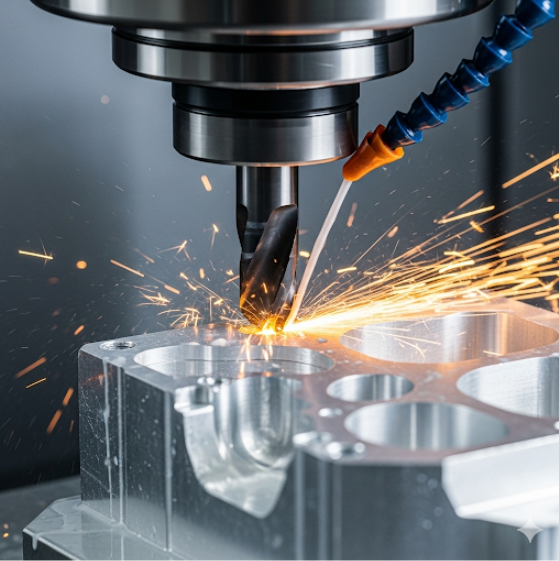  A high-precision custom cnc milling machine crafting an intricate aluminum component