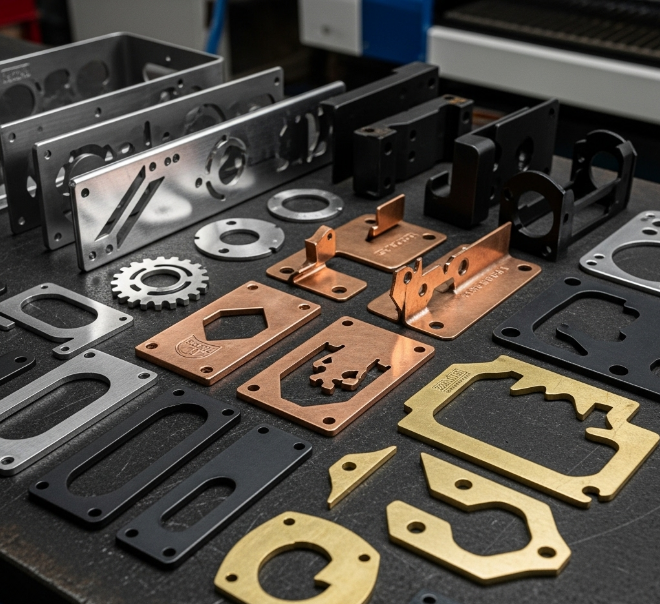 Custom laser cut metal parts from various materials