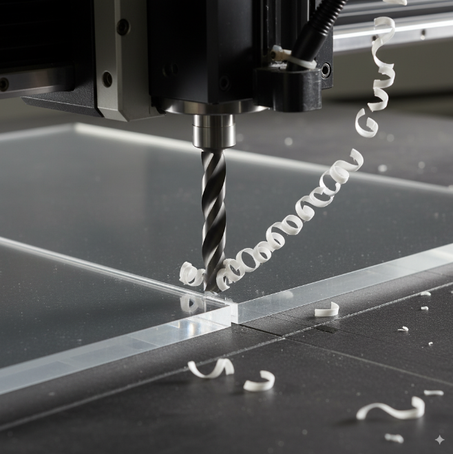 CNC acrylic machining process in action