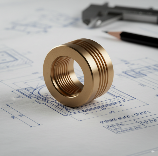 CNC machined bronze component with high precision