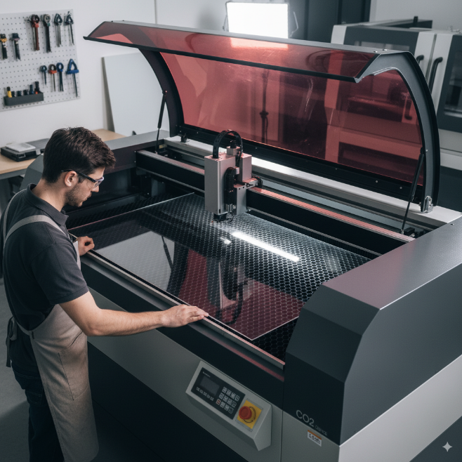 cutting acrylic sheet with laser cutter machine