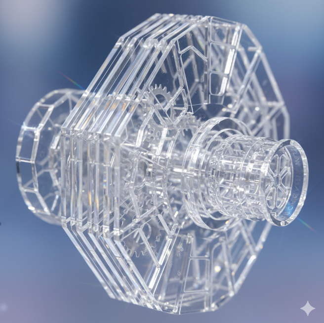 Complex acrylic part machined with high precision by a professional acrylic CNC machining service.